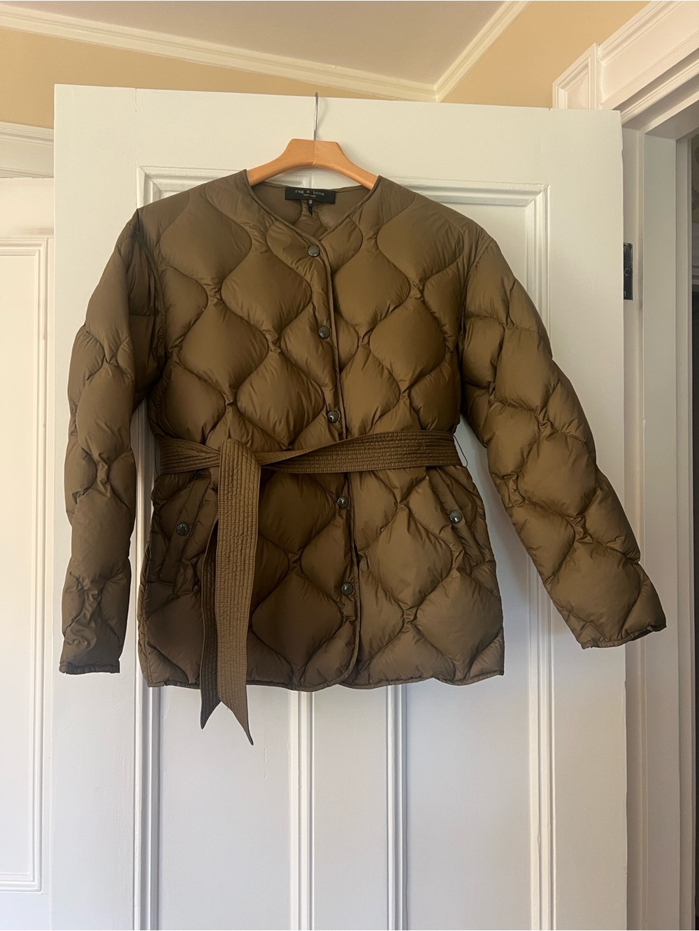 rag & bone Quilted Tie-Waist Puffer Jacket - Olive